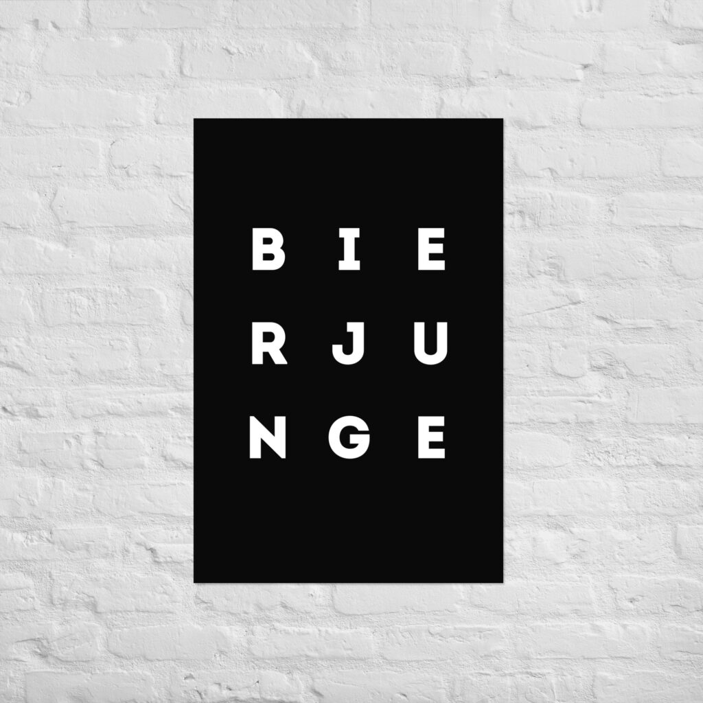Poster Bierjunge Schwarz